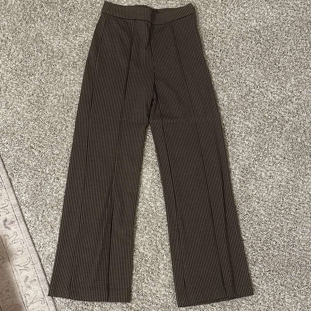 Ann Taylor Black and Brown Checkered Wide Leg Pants